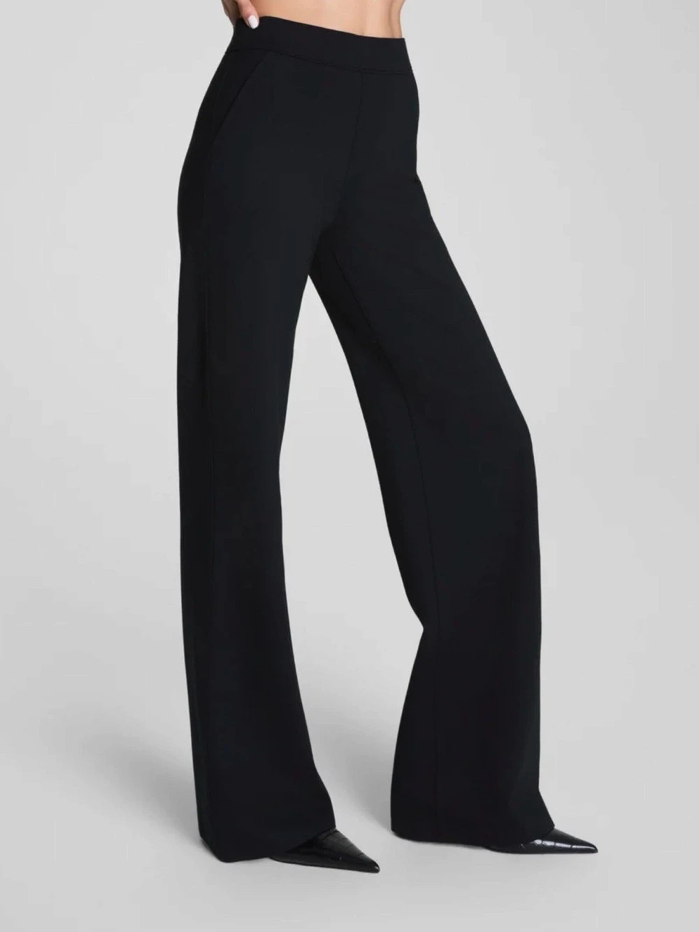 SPANX supersmooth PerfectFit Ponte Wide Leg Pants Black Sz Medium